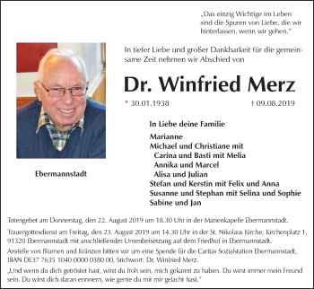 Anzeige von Winfried Merz von MGO