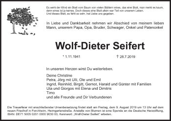 Anzeige von Wolf-Dieter Seifert von MGO