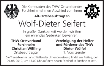 Anzeige von Wolf-Dieter Seifert von MGO