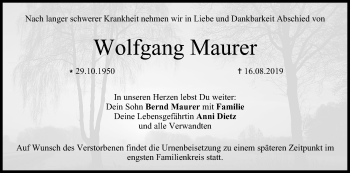 Anzeige von Wolfgang Maurer von MGO