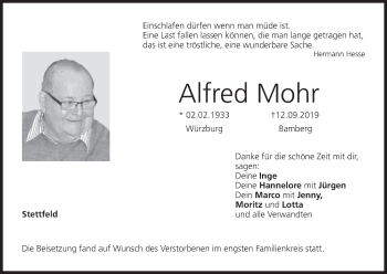 Anzeige von Alfred Mohr von MGO