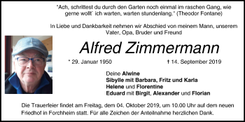 Anzeige von Alfred Zimmermann von MGO