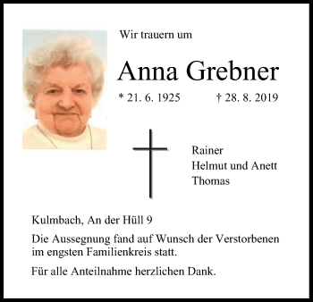 Anzeige von Anna Grebner von MGO