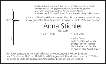 Anzeige von Anna Stichler von MGO