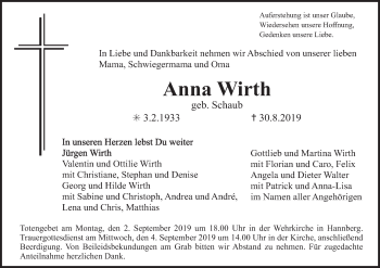 Anzeige von Anna Wirth von MGO