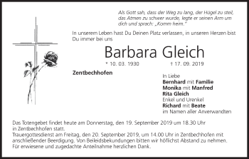 Anzeige von Barbara Gleich von MGO