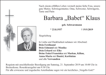 Anzeige von Barbara Klaus von MGO