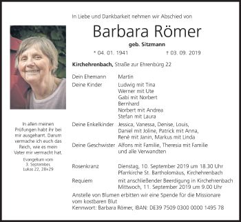 Anzeige von Barbara Römer von MGO