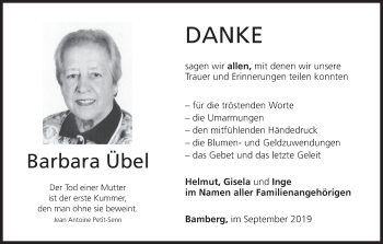 Anzeige von Barbara Übel von MGO
