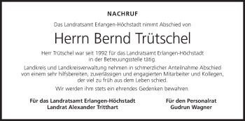 Anzeige von Bernd Trütschel von MGO