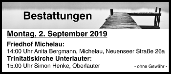 Anzeige von Bestattungen vom 02.09.2019 von MGO
