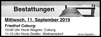 Anzeige von Bestattungen vom 11.09.2019 von MGO