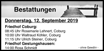 Anzeige von Bestattungen vom 12.09.2019 von MGO