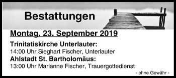 Anzeige von Bestattungen vom 23.09.2019 von MGO