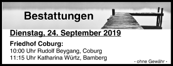 Anzeige von Bestattungen vom 24.09.2019 von MGO