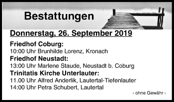 Anzeige von Bestattungen vom 26.09.2019 von MGO