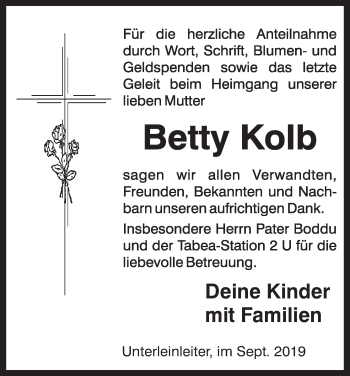 Anzeige von Betty Kolb von MGO