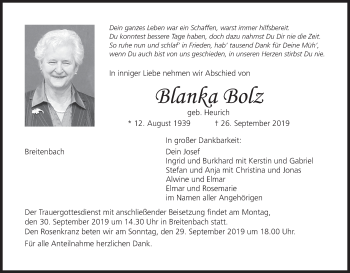 Anzeige von Blanka Bolz von MGO