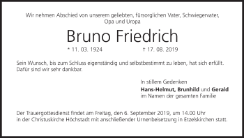 Anzeige von Bruno Friedrich von MGO