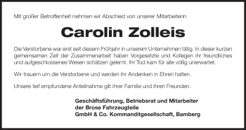 Anzeige von Carolin Zolleis von MGO