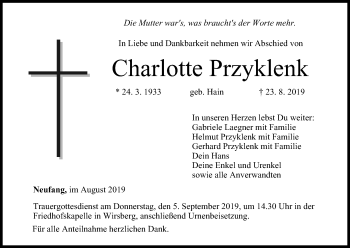 Anzeige von Charlotte Przyklenk von MGO