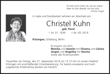 Anzeige von Christel Kuhn von MGO