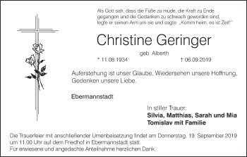 Anzeige von Christine Geringer von MGO