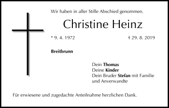 Anzeige von Christine Heinz von MGO