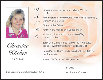Anzeige von Christine Köcher von MGO