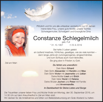 Anzeige von Constanze Schlegelmilch von MGO