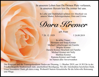 Anzeige von Dora Kremer von MGO