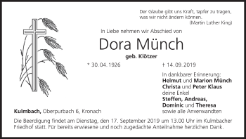 Anzeige von Dora Münch von MGO