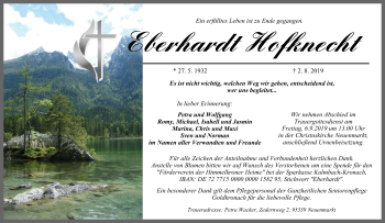 Anzeige von Eberhardt Hofknecht von MGO