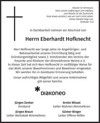 Anzeige von Eberhardt Hofknecht von MGO