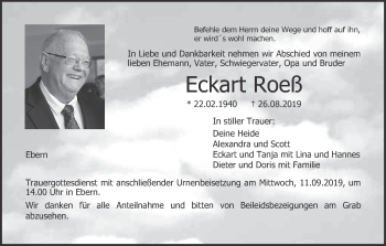 Anzeige von Eckart Roeß von MGO