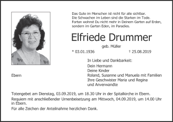 Anzeige von Elfriede Drummer von MGO