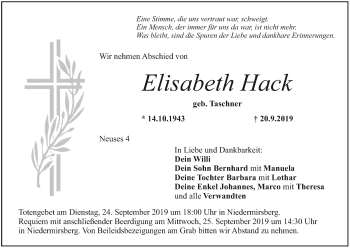 Anzeige von Elisabeth Hack von MGO