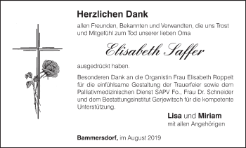Anzeige von Elisabeth Saffer von MGO