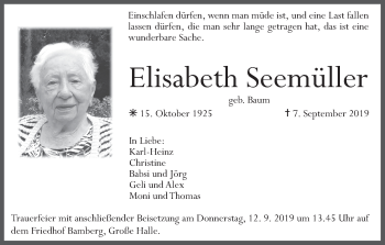 Anzeige von Elisabeth Seemüller von MGO
