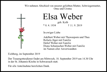 Anzeige von Elsa Weber von MGO