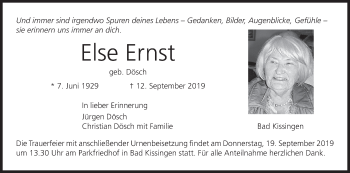 Anzeige von Else Ernst von MGO
