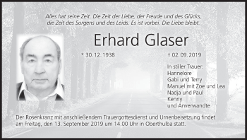 Anzeige von Erhard Glaser von MGO