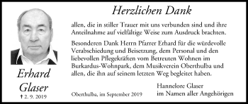 Anzeige von Erhard Glaser von MGO