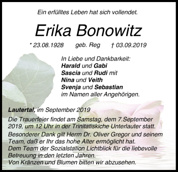 Anzeige von Erika Bonowitz von MGO