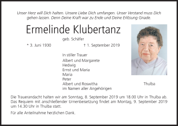 Anzeige von Ermelinde Klubertanz von MGO