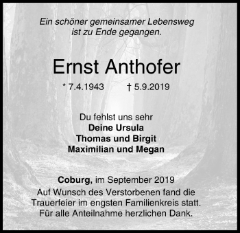 Anzeige von Ernst Anthofer von MGO