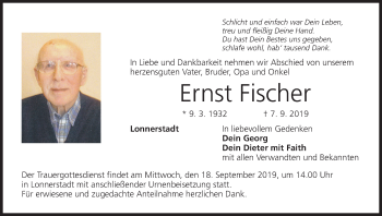Anzeige von Ernst Fischer von MGO