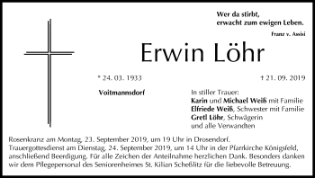 Anzeige von Erwin Löhr von MGO