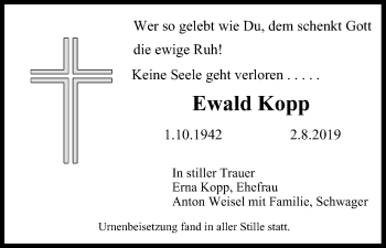 Anzeige von Ewald Kopp von MGO