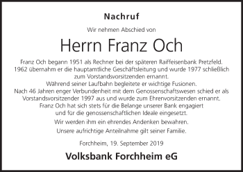 Anzeige von Franz Och von MGO